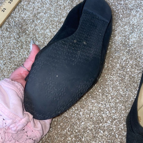 Michael Kors Dixie Black Leather Ballet Flats black cap toe bow SZ 8.5 - Picture 3 of 8